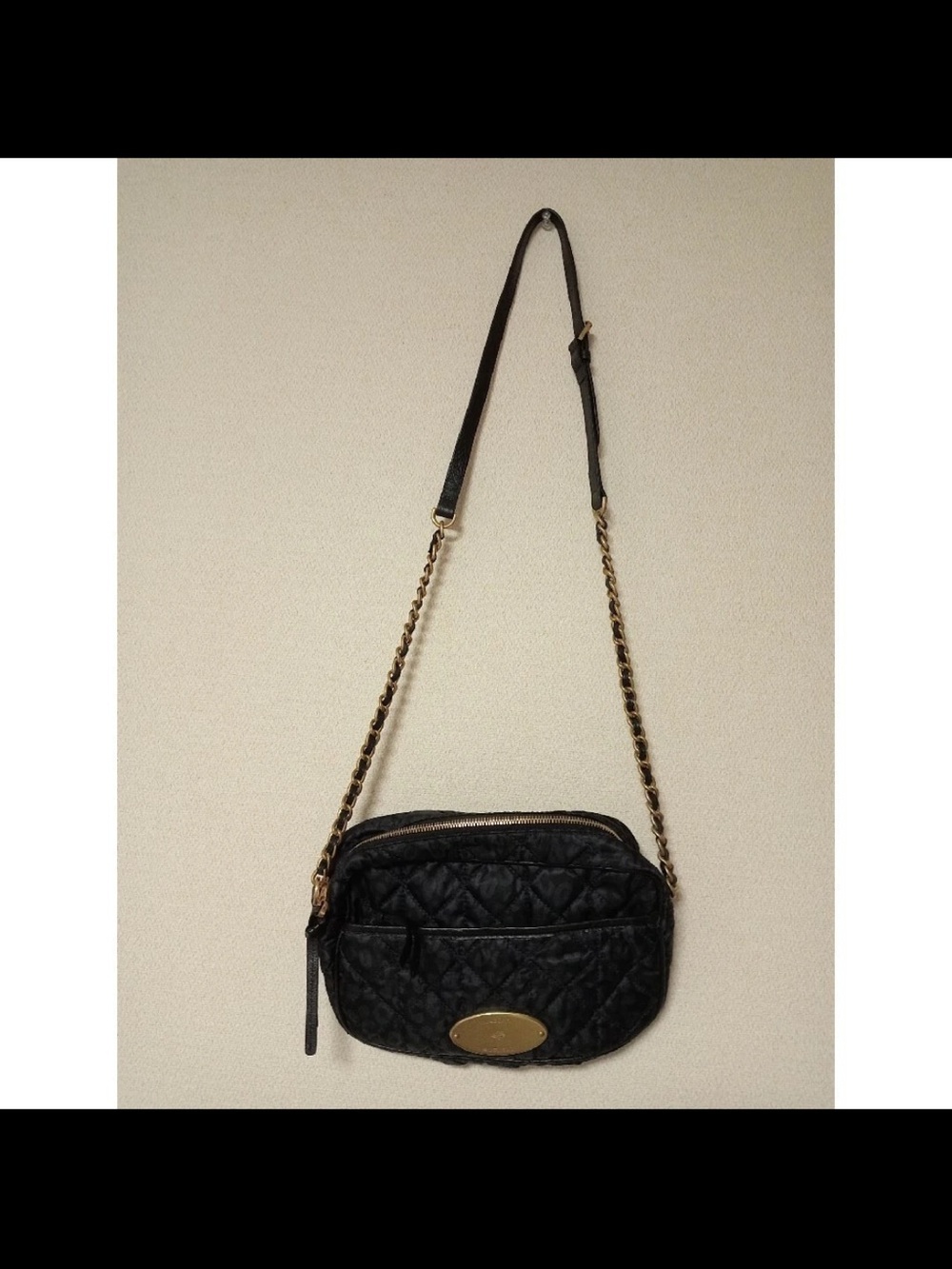 Mulberry Black Quilted Crossbody with Gold Hardware